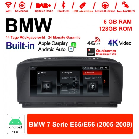 8.8 Zoll Qualcomm Snapdragon 662 8 Core Android 12.0 4G LTE Autoradio / Multimedia USB WiFi Navi Carplay Für BMW 7 Series E65/E66 (2005-2009)