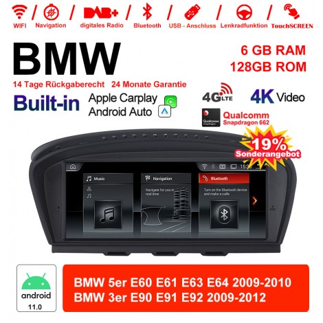 8.8 Zoll Qualcomm Snapdragon 665 8 Core Android 12.0 4G LTE Autoradio / Multimedia USB WiFi Carplay Für BMW 5 Series E60 E61 E63 3 Serie E90 CIC