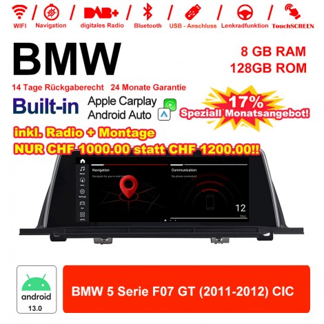 10.25 Zoll Qualcomm Snapdragon 665 8 Core Android 13.0 4G LTE Autoradio / Multimedia USB WiFi Navi Carplay Für  BMW 5 Series F07 GT (2011-2012) CIC