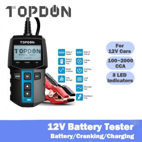 TOPDON BT 100 Auto Batterie Tester 12V 100-2000 CCA Digital Auto Batterie Analyzer für Auto Lkw Motorrad ankurbeln Lade Test