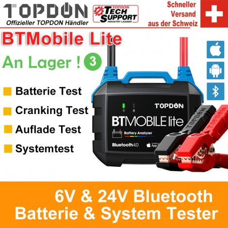 TOPDON BT Mobile Lite 12V Auto Batterietester Bluetooth Batterie Monitor 100 -2000CCA Auto Ladegerät Ankurbeln Analysator