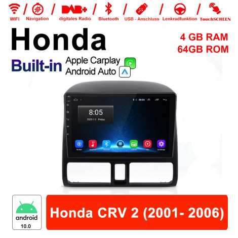 9 Zoll Android 10.0 Autoradio / Multimedia 4GB RAM 64GB ROM Für Honda CRV 2 2001- 2006 Mit DSP Built-in Carplay Android Auto