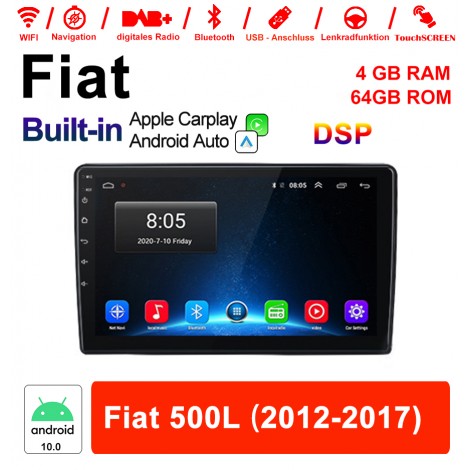 10 Zoll Android 10.0 Autoradio / Multimedia 4GB RAM 64GB ROM Für Fiat 500L 2012-2017 Mit DSP Built-in Carplay Android Auto