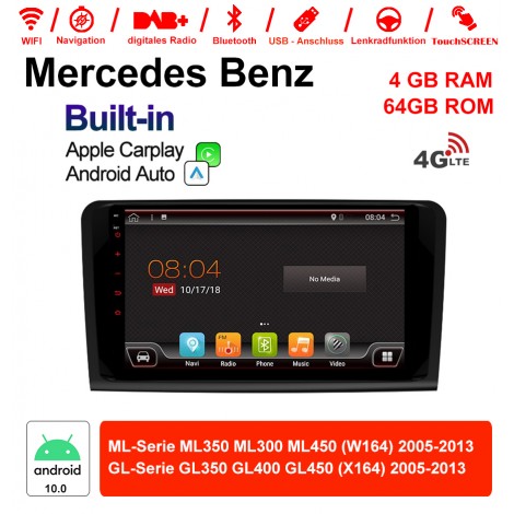 9 Zoll Android 10.0 Autoradio / Multimedia 4GB RAM 64GB ROM Für BENZ ML350 ML300 ML450 W164 GL350 GL400 GL450 Mit DSP Built-in Carplay Android Auto