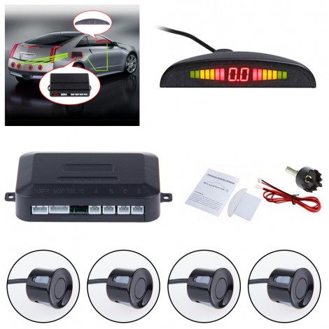Car LED Parking Sensor With 4 Sensors Car Reverse Backup Radar System Kit Reverse Sensor