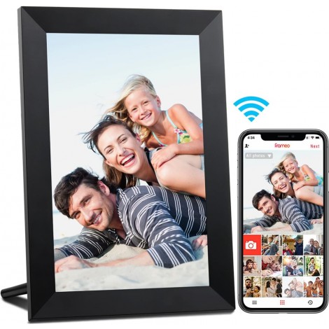 10.1 Zoll WiFi 16 GB Digitaler Bilderrahmen IPS Touchscreen Automatische Drehung Einfache Einrichtung zur Gemeinsamen Nutzung von Fotos und Videos