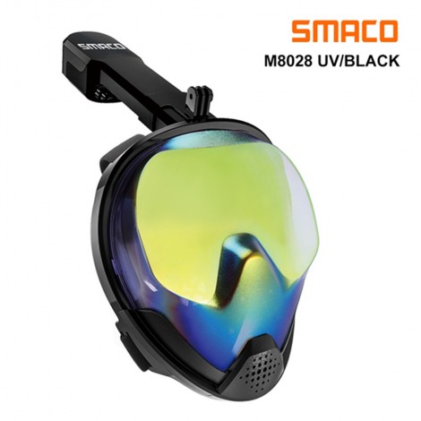 SMACO Volle Gesicht Schnorchel Maske mit UV Schutz Anti-Nebel Abnehmbare Kamera Montieren 180 grad Panorama Ansicht