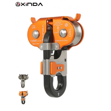 XINDA Mountaineer Stahl Kabel Pulley Outdoor Crossing ZiplineTwin Räder Pulley Aluminium Tandem Doppel Pulley Mit Kugellager
