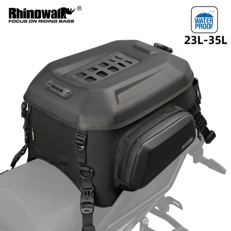Rhinowalk Motorrad Schwanz Tasche 100% Wasserdichte Innere Tasche 23L-35L Erweiterbar Tasche Hardshell Rucksack Gepäck Rider Fall