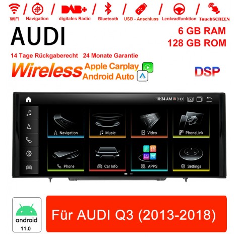Qualcomm Snapdragon 685 8 Core Android 13.0 4G Autoradio / Multimedia 8GB RAM 128GB ROM Für AUDI Q3 2013-2018 Built-in CarPlay / Android Auto