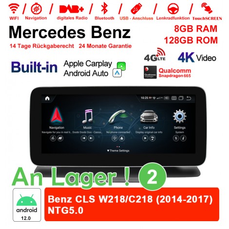 12.3 Zoll Snapdragon 665 8 Core Android 12.0 4G LTE Autoradio / Multimedia 8GB RAM 128GB ROM Für Benz CLS W218/C218 2014-2017 Built-in CarPlay