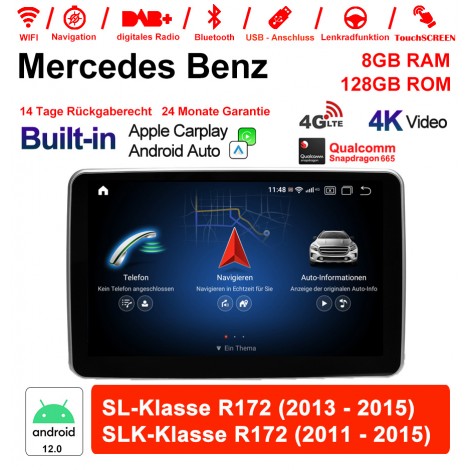9 Zoll Qualcomm Snapdragon 685 8 Core Android 13.0 4G LTE Autoradio / Multimedia 8GB RAM 128GB ROM Für Mercedes Benz SL / SLK-Klasse R172 Mit WiFi NAVI