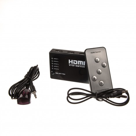 5 Port 1080P Video HDMI Switch Switcher Splitter for HDTV PS3 DVD + Remote