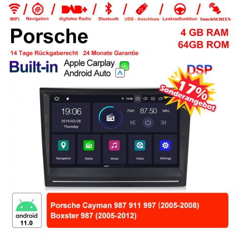 8 Zoll Android 11.0 Autoradio / Multimedia 4GB RAM 64GB ROM Für Porsche Cayman 987 911 997 Boxster 987 Mit WiFi NAVI Bluetooth  USB