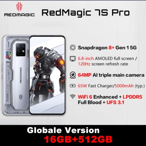 Nubia RedMagic 7S Pro 6.8'' Android 12 Qualcomm Snapdragon 8+Gen1 5G 16GB RAM 512GB ROM Smartphone 5000mAh Akku