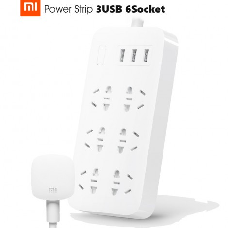Original Xiaomi Mijia Mi Power Strip 6 Steckdosen (3 Fünf-Loch, 3 Zwei-Loch) 3USB (5V = 2.1A Single, 15W MAX) Outlet