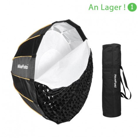 NiceFoto LED-Φ120cm / 90cm / 70cm / 60cm Schnellmontage Faltbarer Regenschirm für Parabolregen Softbox mit gitter tragetasche durchmesser