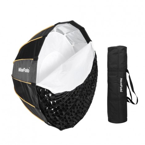 NiceFoto LED-Φ90cm Schnellmontage Faltbarer Regenschirm für Parabolregen Softbox mit gitter tragetasche durchmesser