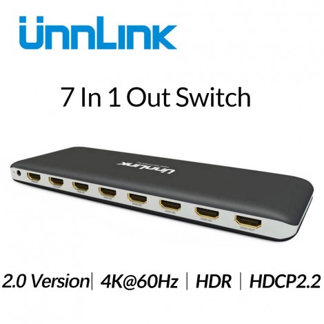 Unnlink HD MI-kompatibel 2,0 Schalter 7X1 UHD 4K 60Hz HDR HDCP 2,2 3D mit IR für xbox One PS4  SmartTV