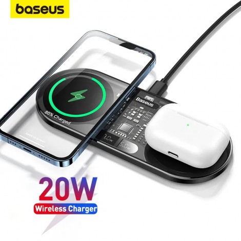 Baseus 20W Dual Drahtlose Ladegeräte für iPhone 14 13 Airpod Pro Schnelle Qi Drahtlose Ladegerät für Samsung Xiaomi 12 pro Lade Pad