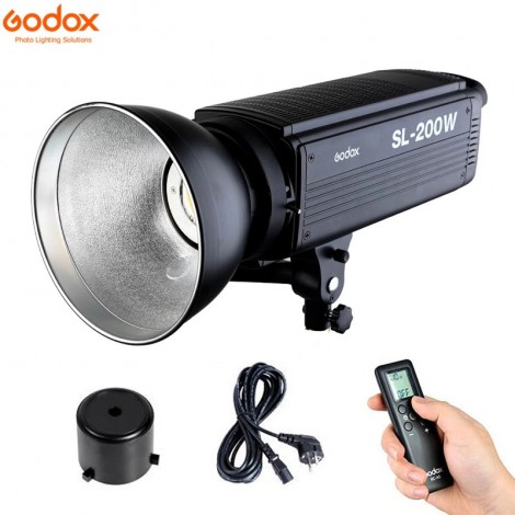 Godox SL-200W CRI 93 + LED Video Licht Kontinuierliche Beleuchtung 16 Kanäle 5600K Weiß 200W + Fernbedienung + reflektor