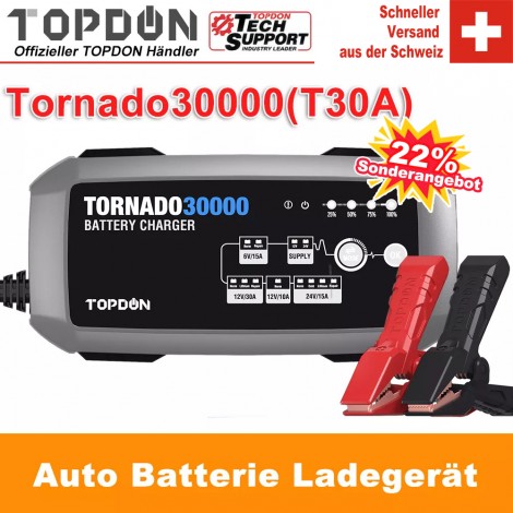 TOPDON Tornado30000 T30A 6V 12V 24V 50Ah -1000Ah Blei-Säure-Batterie Auto Batterie Ladegerät