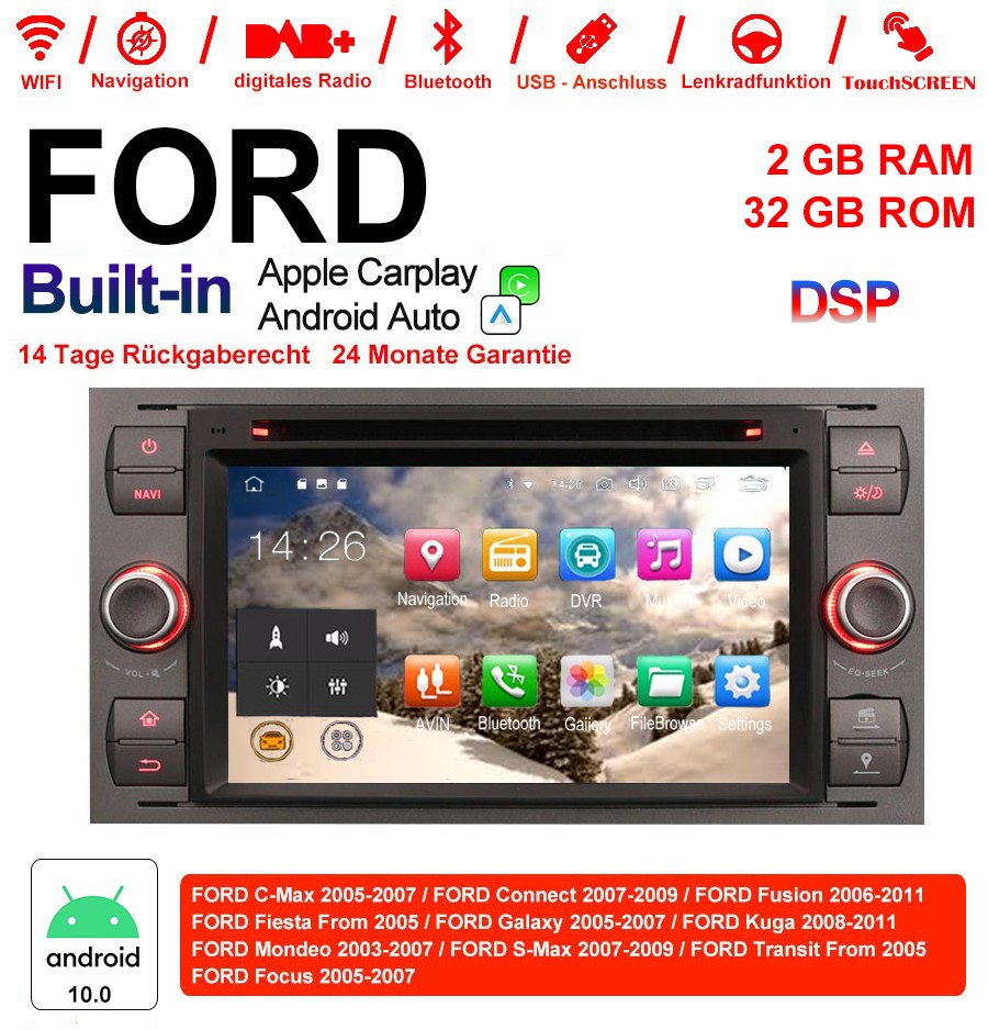 2GB 32GB Android Autoradio für Ford Fiesta 2006-2011 Radio Carplay