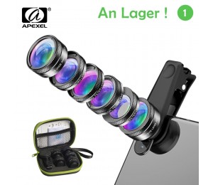APEXEL Universal 6 in 1 Telefon Kamera Objektiv Kit Fisch Auge Weitwinkel makro Objektiv CPL/StarND32 Filter für fast alle smartphones