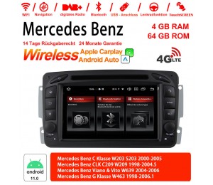 7" Android 11.0 4G LTE Autoradio / Multimedia 4GB RAM 64GB ROM Für Benz C-klasse W203 W209 G-klasse W463 Eine Klasse W168 Vito Built-in Carplay / Android Auto