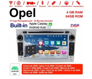 7 Zoll Android 10.0 Autoradio / Multimedia 4GB RAM 64GB ROM Für Opel Astra Vectra Antara Zafira Corsa MIT dem verbauten DSP ( Digital Sound Prozessor )  und Bluetooth 5.0 Silber Built-in Carplay / Android Auto