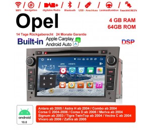 7 Zoll Android 10.0 Autoradio / Multimedia 4GB RAM 64GB ROM Für Opel Astra Vectra Antara Zafira Corsa MIT dem verbauten DSP ( Digital Sound Prozessor )  und Bluetooth 5.0 Grau Built-in Carplay / Android Auto