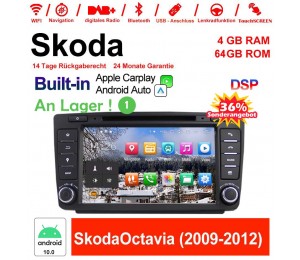 8 Zoll Android 10.0 Autoradio / Multimedia 4GB RAM 64GB ROM Für Skoda Octavia(2009-2012) mit Navi, Wifi, Bluetooth, USB,Built-in CarPlay / Android Auto