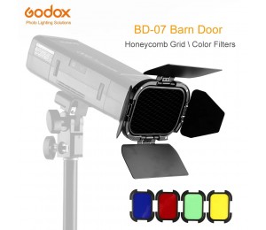 Godox BD-07 Barn Door mit Abnehmbaren Wabengitter und 4 Farbe Gel Filter für Godox AD200 Tasche Speedlite