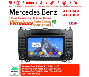 7 Zoll Android 10.0 Autoradio / Multimedia 4GB RAM 64GB ROM Für Mercedes BENZ A Klasse W169, B Klasse W245, Sprinter Viano Vito und VW Crafter