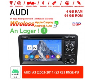 7 Zoll Android 10 Autoradio 4GB RAM 64GB ROM Für AUDI A3 (2003-2011) S3 RS3 RNSE-PU Built-in Carplay / Android Auto