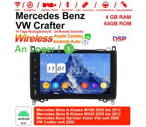9" Android 10.0 Autoradio 4GB RAM 64GB ROM Für Mercedes BENZ A-Klasse W169, B-Klasse W245, Sprinter Viano Vito, VW Built-in Carplay/Android Auto