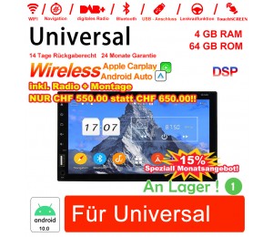 6.95 Zoll Android 12.0 Autoradio / Multimedia 4GB RAM 64GB ROM Mit DVD für Universal GPS Navigation Stereo Radio Built-in Carplay / Android Auto