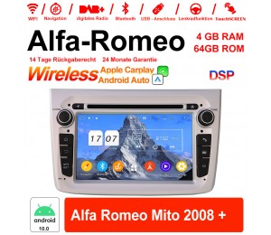 7 Zoll Android 10.0 Autoradio / Multimedia 4GB RAM 64GB ROM Für Alfa Romeo Mito 2008 + Mit WiFi NAVI Bluetooth USB