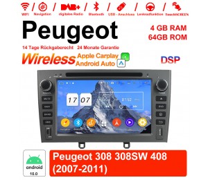 7 Zoll Android 10.0 Autoradio/Multimedia 4GB RAM 64GB ROM Für Peugeot 308 308SW 408 2007-2011 Mit WiFi NAVI Bluetooth USB