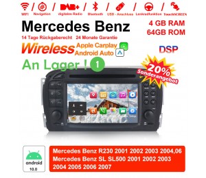 7 Zoll Android 10.0 Autoradio / Multimedia 4GB RAM 64GB ROM Für Mercedes Benz SL R230 SL500 2001-2007 Mit WiFi NAVI Bluetooth USB