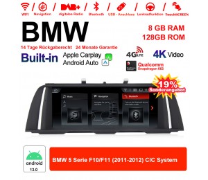 10.25 Zoll Qualcomm Snapdragon 665 8 Core Android 13.0 4G LTE Autoradio / Multimedia USB WiFi Navi Carplay Für BMW 5 Series F10 / F11 2011-2012 CIC