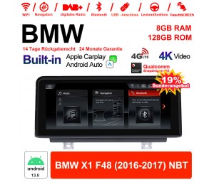 10.25 Zoll Qualcomm Snapdragon 665 8 Core Android 13.0 4G LTE Autoradio / Multimedia USB WiFi Navi Carplay Für BMW X1  F48 (2016-2017) NBT