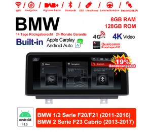 10.25 Zoll Qualcomm Snapdragon 665 8 Core Android 13.0 4G LTE Autoradio / Multimedia 6GB RAM 128GB ROM USB WiFi Navi Carplay Für BMW 1 Serie / 2 Serie