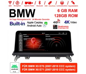 10.25 Zoll Qualcomm Snapdragon 662 8 Core Android 11.0 4G LTE Autoradio / Multimedia USB WiFi Navi Carplay Für BMW X5/X6 E70/71 (2007-2010) CCC