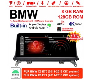 10.25 Zoll Qualcomm Snapdragon 665 8 Core Android 12.0 4G LTE Autoradio / Multimedia USB WiFi Navi Carplay Für BMW X5/X6 E70/71 (2007-2010) CCC