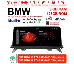 10.25 Zoll Qualcomm Snapdragon 662 8 Core Android 11.0 4G LTE Autoradio / Multimedia USB WiFi Navi Carplay Für BMW X5/X6 E70/71 (2011-2013) CIC