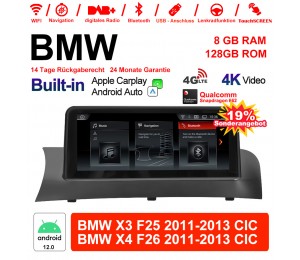 10.25 Zoll Qualcomm Snapdragon 665 8 Core Android 12.0 4G LTE Autoradio / Multimedia USB WiFi Navi Carplay Für BMW X3/X4 F25/26 (2011-2013) CIC