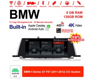 10.25 Zoll Qualcomm Snapdragon 665 8 Core Android 12.0 4G LTE Autoradio / Multimedia USB WiFi Navi Carplay Für BMW 5 Series F07 GT 2011-2012 CIC