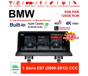 10.25 Zoll Qualcomm Snapdragon 665 8 Core Android 13.0 4G LTE Autoradio / Multimedia USB WiFi Navi Carplay Für BMW 1er E87 (2006-2012) CCC