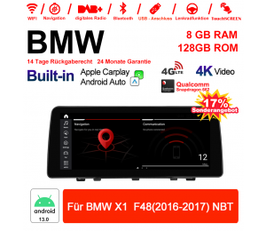 12.3 Zoll Qualcomm Snapdragon 662 8 Core Android 12.0 4G LTE Autoradio / Multimedia USB Carplay Für BMW X1 F48 (2016-2017) NBT Mit WiFi